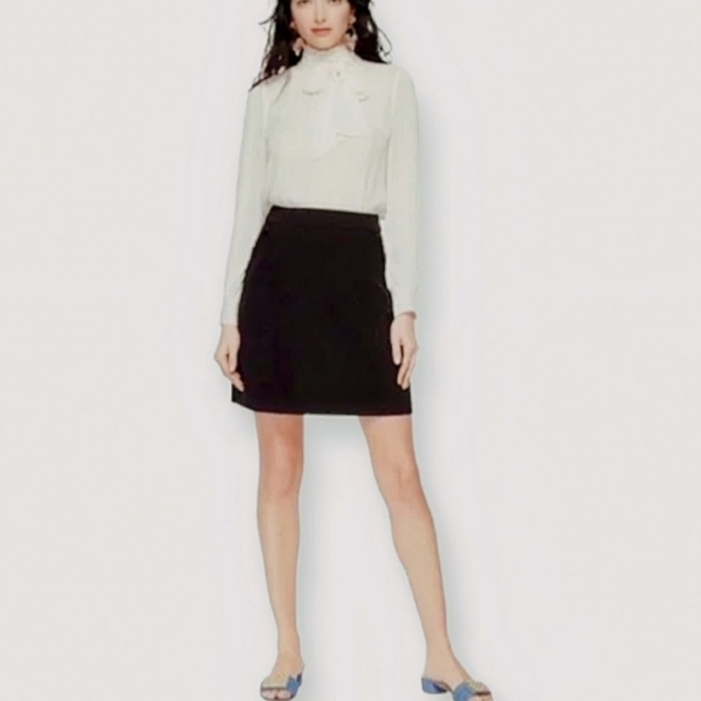 Kate Spade Skirt The Rules Black Skirt Womens Size 4 Ribbon Bow Preppy Neutral